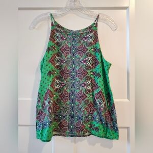 Elegant Green Paisley Tank Top